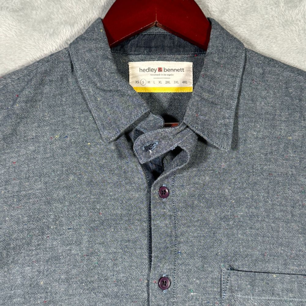Hedley Bennett Shirt Mens Small‎ Blue Long Sleeve Button Up Chef Chambray 4174